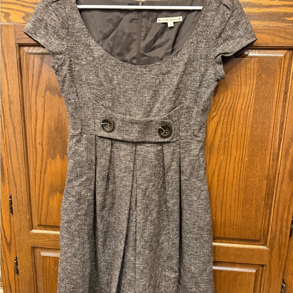 Nanette Lepore Tweed Dress 4 Women’s Brown Wool Blend Career Professional